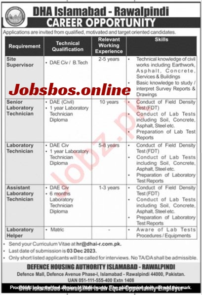 Defence Housing Authority DHA Islamabad Jobs 2023 