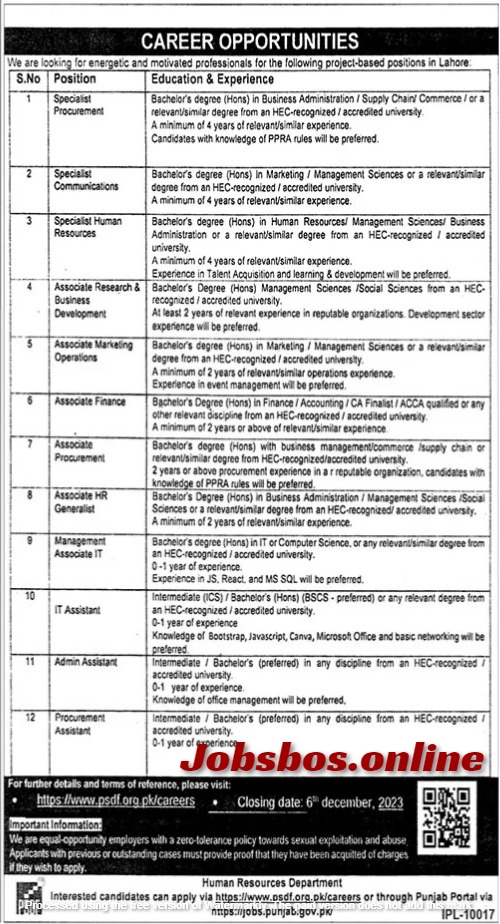 Punjab Skill Development Fund PSDF Jobs 2023 